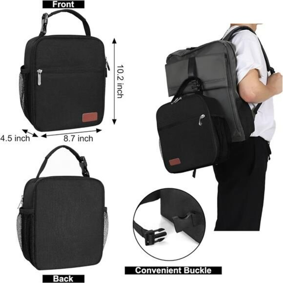 small insulated lunch box bag for adults reusable cooler tote for work travel bl - Picture 3 of 7